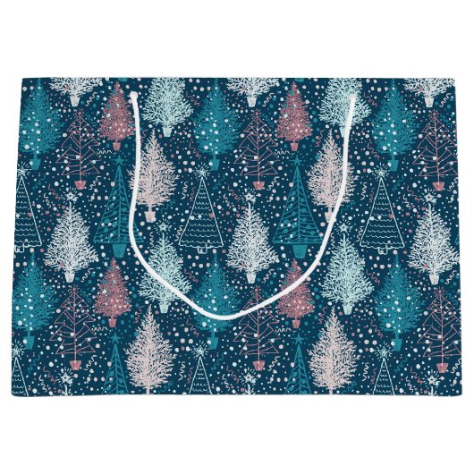 Abstraktes Weihnachtsbaummuster Große Geschenktüte (Vorderseite)