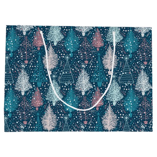 Abstraktes Weihnachtsbaummuster Große Geschenktüte (Rückseite)