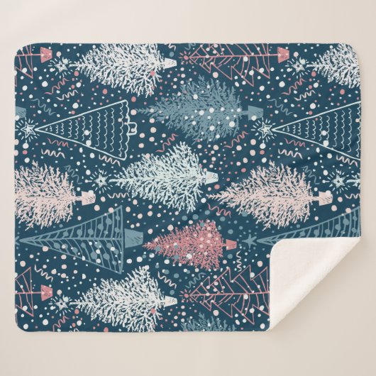 Abstraktes Weihnachtsbaummuster Sherpadecke (Vorderseite (Horizontal))