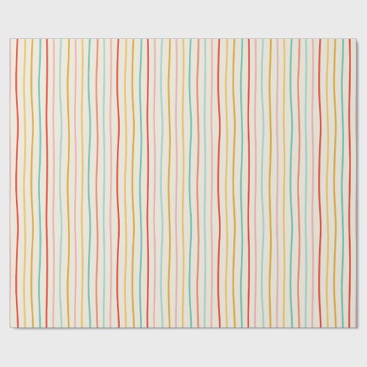 Abstraktes Weihnachtsbunt-Doodle-Streifenmuster Geschenkpapier (Flach)