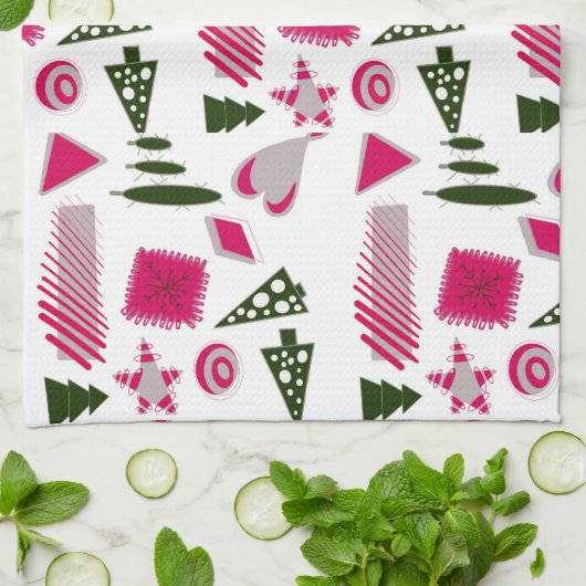 Abstraktes Weihnachtsküchentuch Geschirrtuch (Gefaltet)