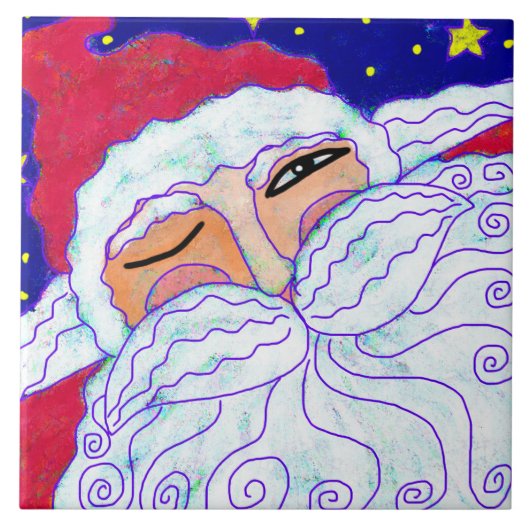 Abstraktes Weihnachtsmann-Gemälde Fliese (Vorderseite)