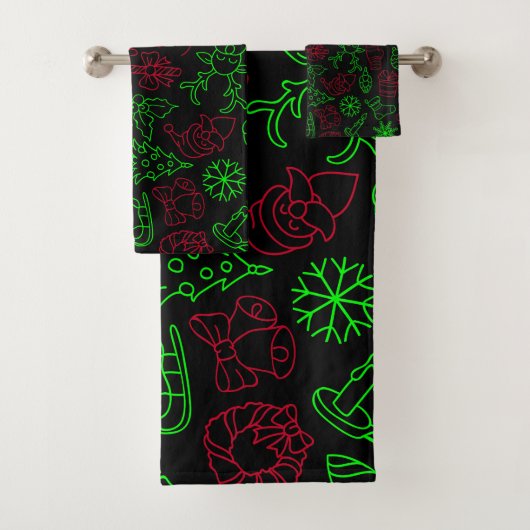 Abstraktes Weihnachtsmuster Badhandtuch Set (Insitu)