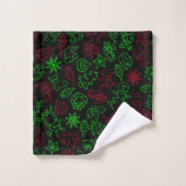 Abstraktes Weihnachtsmuster Badhandtuch Set (Waschlappen)