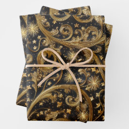 Abstraktes Weihnachtsmuster Geschenkpapier Set