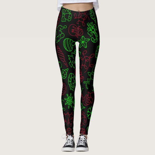 Abstraktes Weihnachtsmuster Leggings (Vorderseite)
