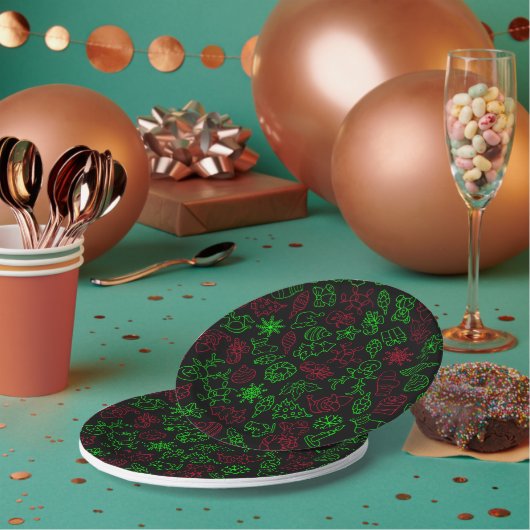 Abstraktes Weihnachtsmuster Pappteller (Multi)