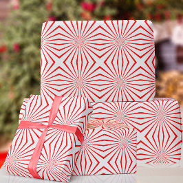 Abstraktes Weihnachtswrapping Paper mit Rot und We Geschenkpapier