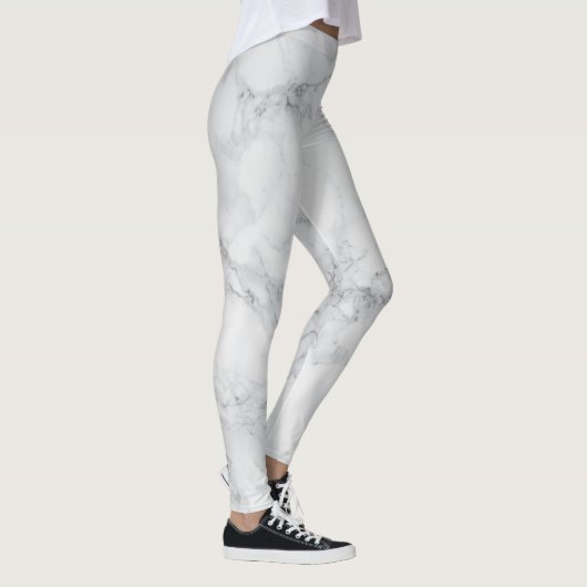 Abstraktes weißes graues Marmorentwurfs-Muster Leggings (Rechts)
