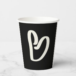 Abstraktes weißes Herz schwarz Pappbecher