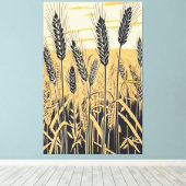 Abstraktes Weizenfeld: Farbenfrohe Natur Kunst Leinwanddruck (Insitu (Holzboden))