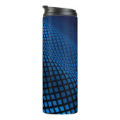 Abstraktes Wellendesign blau Thermosbecher (Nach rechts gedreht)