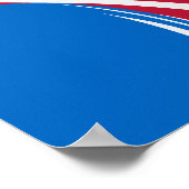 Abstraktes Wellendesign in Rot, Blau und Weiß Poster (Ecke)