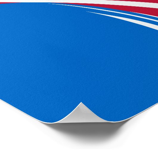 Abstraktes Wellendesign in Rot, Blau und Weiß Poster (Ecke)