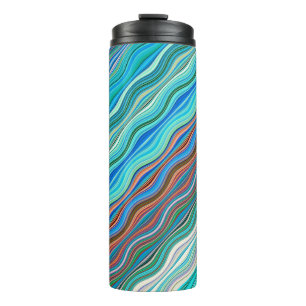Abstraktes Wellenmuster im Vintage-Stil Thermobe Thermosbecher