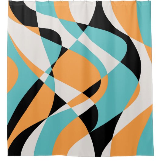 Abstraktes Wellenmuster Nahtloses Design Duschvorhang (Vorderseite)