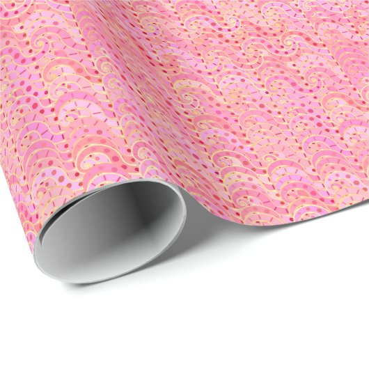 Abstraktes Wellenmuster - sanfte Rosatöne Geschenkpapier (Rolleneckpunkt)