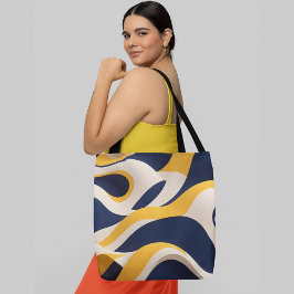 Abstraktes, welliges Muster mit blau-gelb Tasche