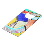 Abstraktes Wheel Credit Card Flaschenöffner (Rückseite Schrägansicht)