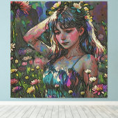 *~ Abstraktes Wild Blume Feld AP56 Leinwanddruck (Insitu (Holzboden))