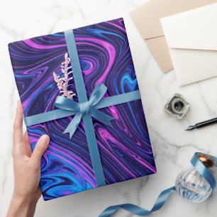 Abstraktes, windgepeitschtes violettes Flüssigkeit Geschenkpapier