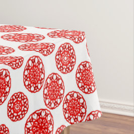 Abstraktes Wintermuster, gemütlich, weiß und rot - Tischdecke