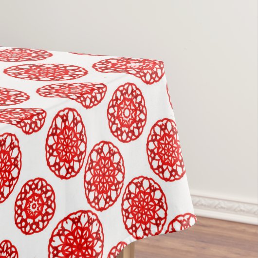 Abstraktes Wintermuster, gemütlich, weiß und rot - Tischdecke (Beispiel)