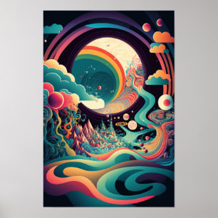 Abstraktes Wirbel-Poster   Retro psychedelisch 1 Poster