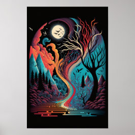 Abstraktes Wirbel-Poster | Retro psychedelisch 4 Poster