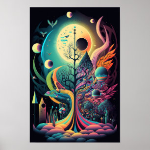Abstraktes Wirbel-Poster   Retro psychedelisch 6 Poster