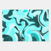 Abstraktes wirbelloses Aqua und Aquamarines Design Geschenkpapier Set (Vorderseite)