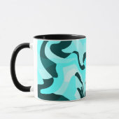 Abstraktes wirbelloses Aqua und Aquamarines Design Tasse (Links)