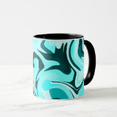 Abstraktes wirbelloses Aqua und Aquamarines Design Tasse (VorderseiteRechts)