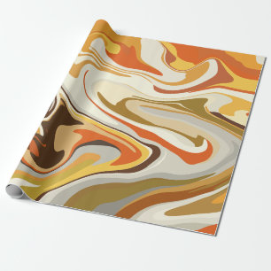 Abstraktes wirbelndes Orange- und Beigedesign Geschenkpapier