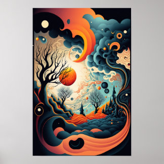 Abstraktes Wirbelposter | Retro-Psychedelisch 2 Poster