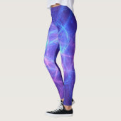 Abstraktes Wirbles Fraktal in Blau und Rosa Leggings (Links)