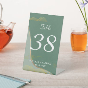 Abstraktes Wolkenmuster Goldene Linie Tisch Zahl P Sockelschild