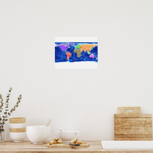 Abstraktes World Map Poster (Küche)