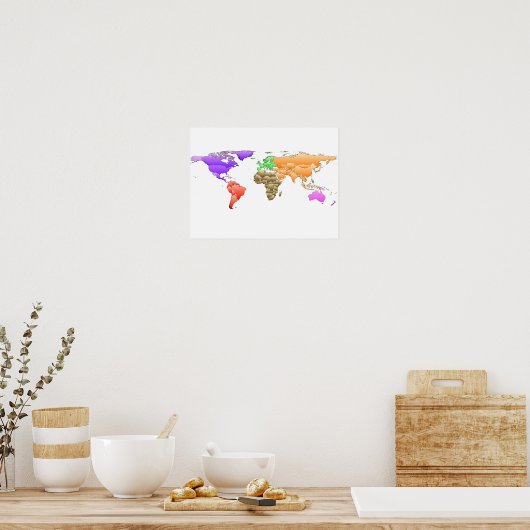 Abstraktes World Map Poster (Küche)