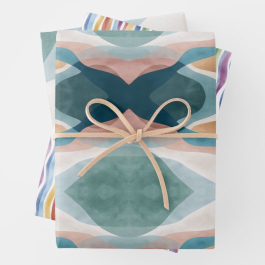 Abstraktes Wrapping Paper Flat Sheet Set 3 Geschenkpapier Set (Beispiel)