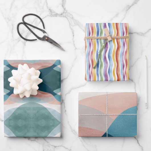 Abstraktes Wrapping Paper Flat Sheet Set 3 Geschenkpapier Set (Vorderseite)