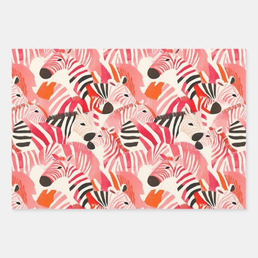Abstraktes Zebras in rosa Geschenkpapier Set (Vorderseite 2)