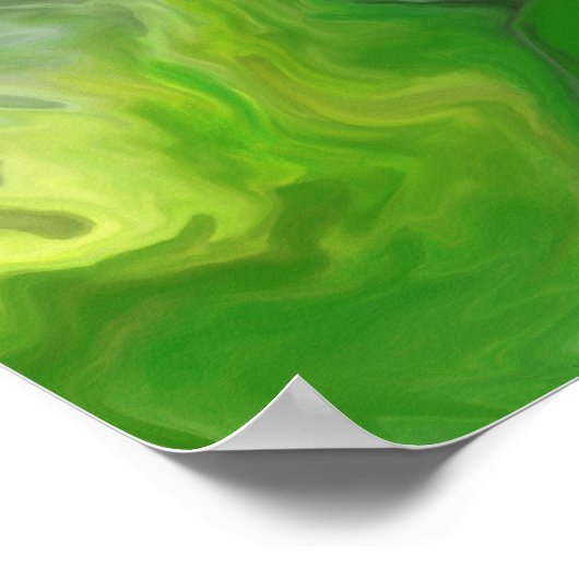 Abstraktes Zeichnen im grünen Wave Poster (Ecke)