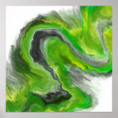 Abstraktes Zeichnen im grünen Wave Poster (Vorne)