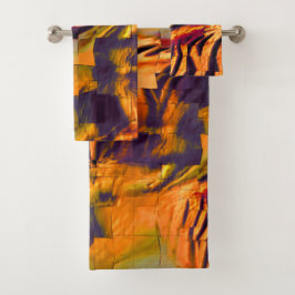 Abstraktes zeichnend Mosaik, rustikales verbrannte Badhandtuch Set