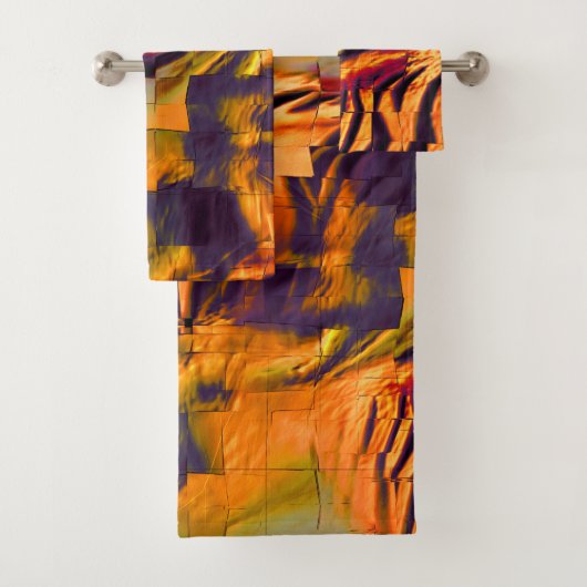 Abstraktes zeichnend Mosaik, rustikales verbrannte Badhandtuch Set (Insitu)