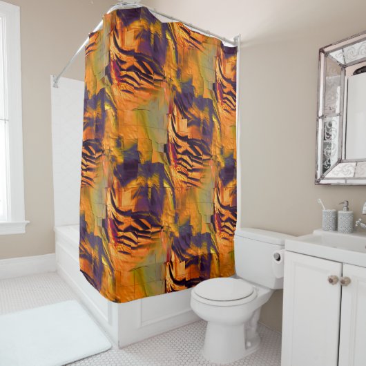 Abstraktes zeichnend Mosaik, rustikales verbrannte Duschvorhang (Beispiel)