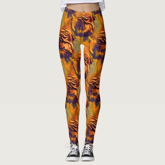 Abstraktes zeichnend Mosaik, rustikales verbrannte Leggings (Vorderseite)