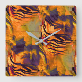 Abstraktes zeichnend Mosaik, rustikales verbrannte Quadratische Wanduhr