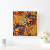 Abstraktes zeichnend Mosaik, rustikales verbrannte Quadratische Wanduhr (Zuhause)